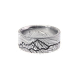 Sandstone Mountain Ring - Damascus Steel