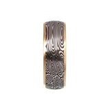 Gold Lined Low Dome Damascus Ring