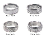 Gold Lined Low Dome Damascus Ring